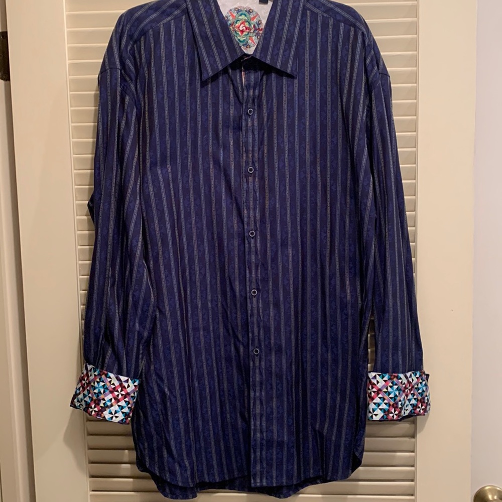 Robert Graham Navy/Yellow Detail Shirt